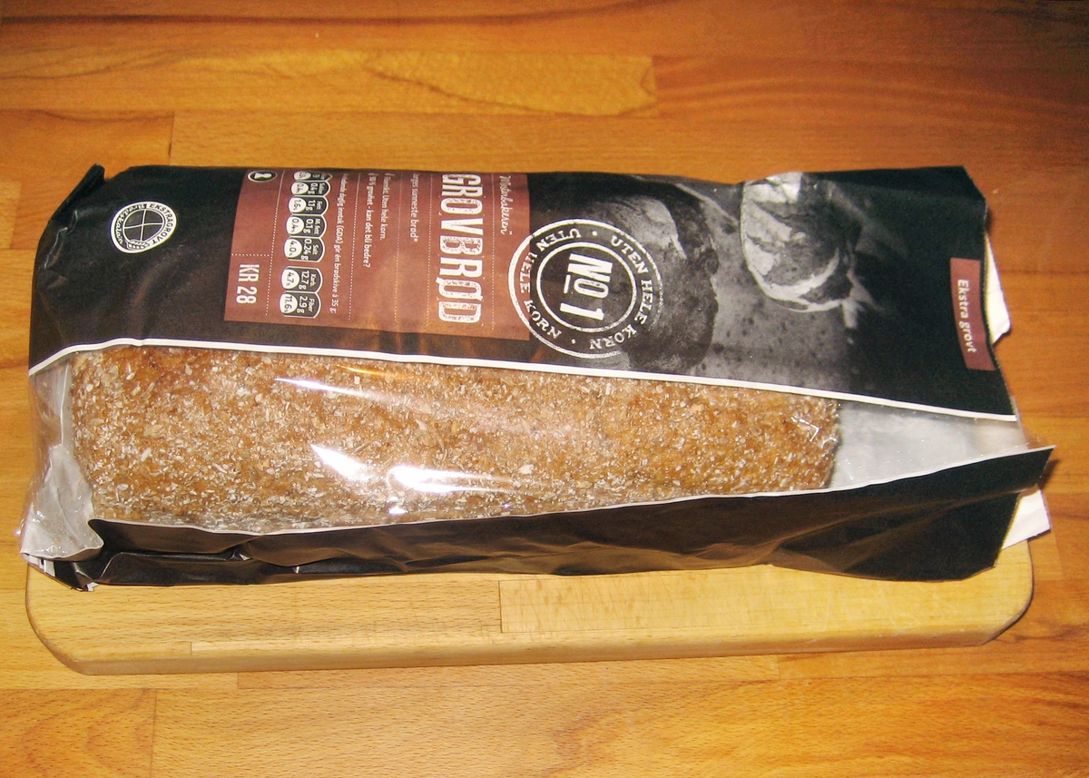 Motivet på brødposen er to brød i sort/hvit.