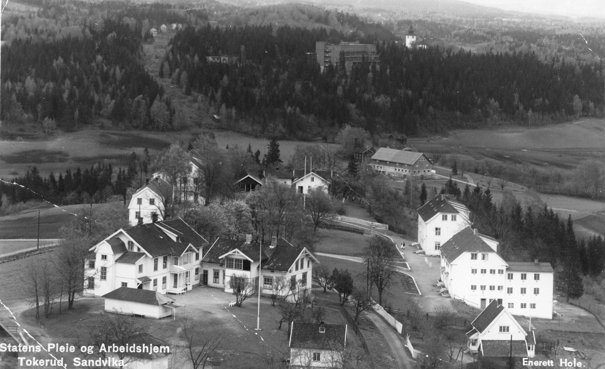 Statens pleie og arbeidshjem, Tokerud, Sandvika. Postkort fra 1930 årene