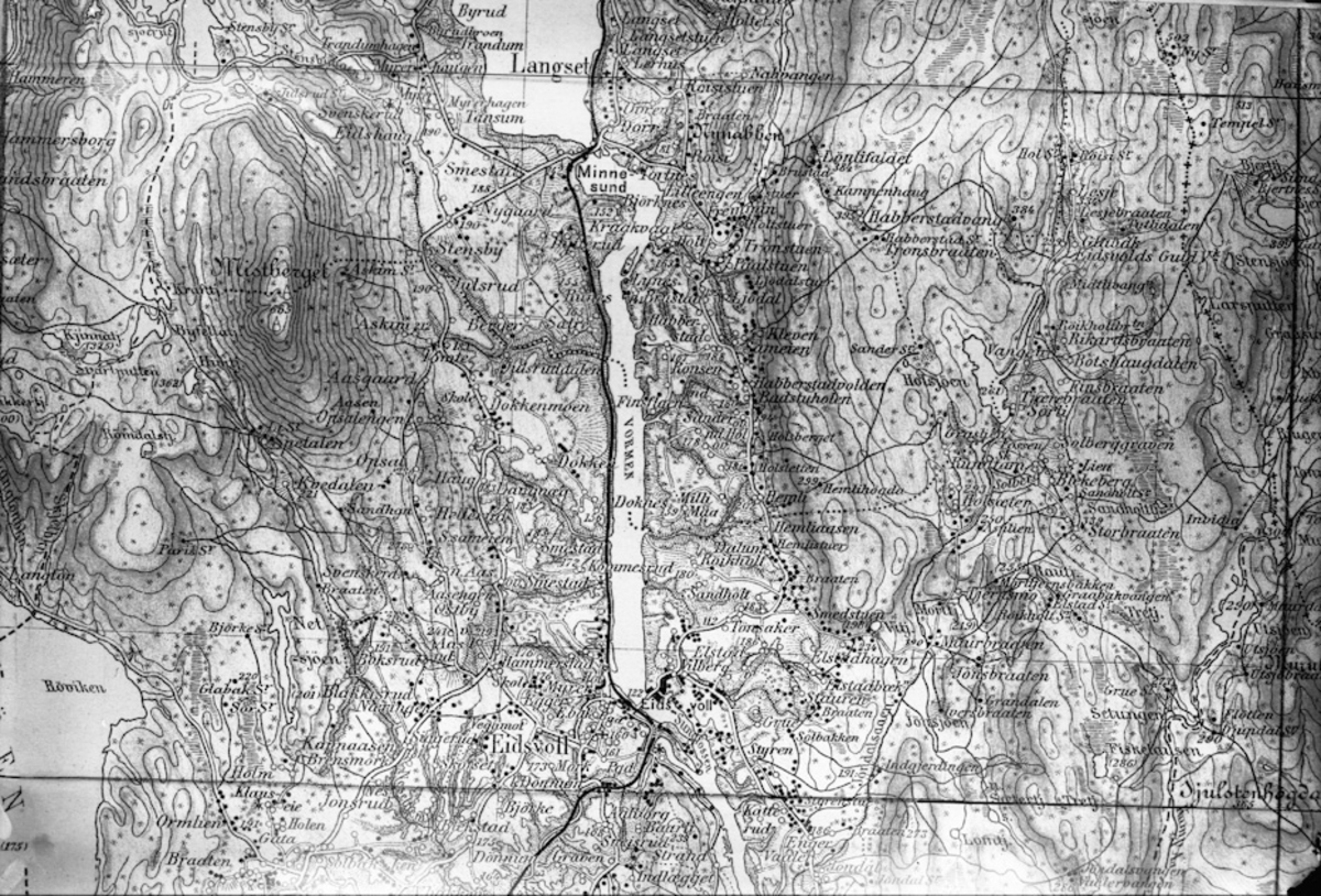 Kart over Vorma sør for Sundet. Kartet er fra før 1920.