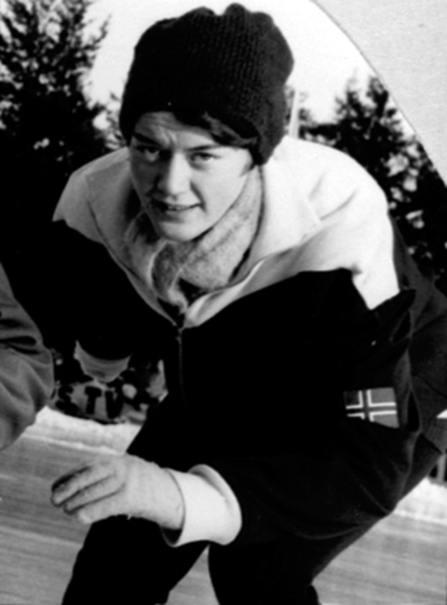 Hamar, skøyteløper Randi Elisabeth Nilsen, norgesmester på skøyer 1961, NM 1961, HIL

