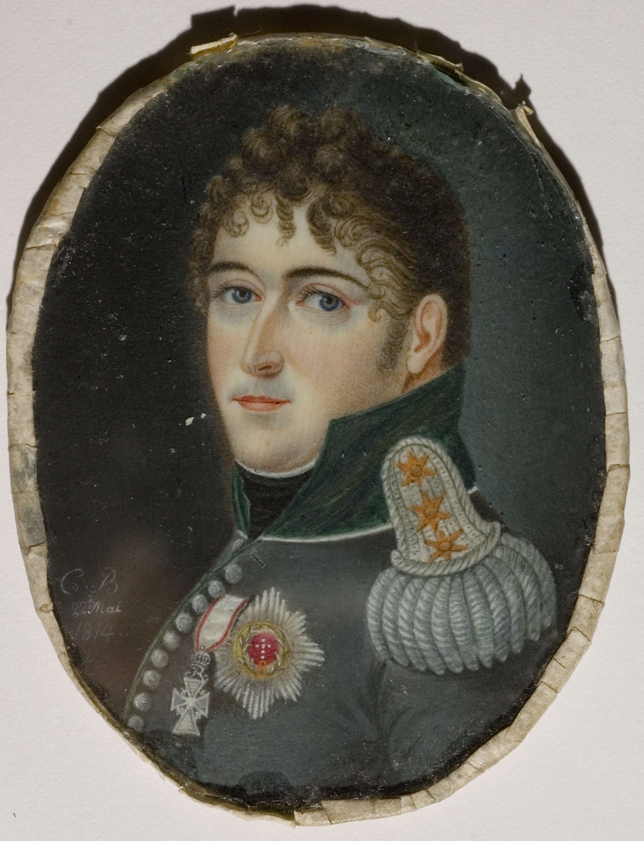 Brystportrett av Christian Frederik i regimentsuniform.